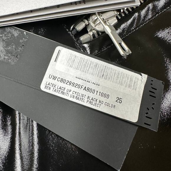 Ben Taverniti Unravel Project Multi Pocket Lace Up Shorts Latex Black Sz 25 NWT - Picture 6 of 11